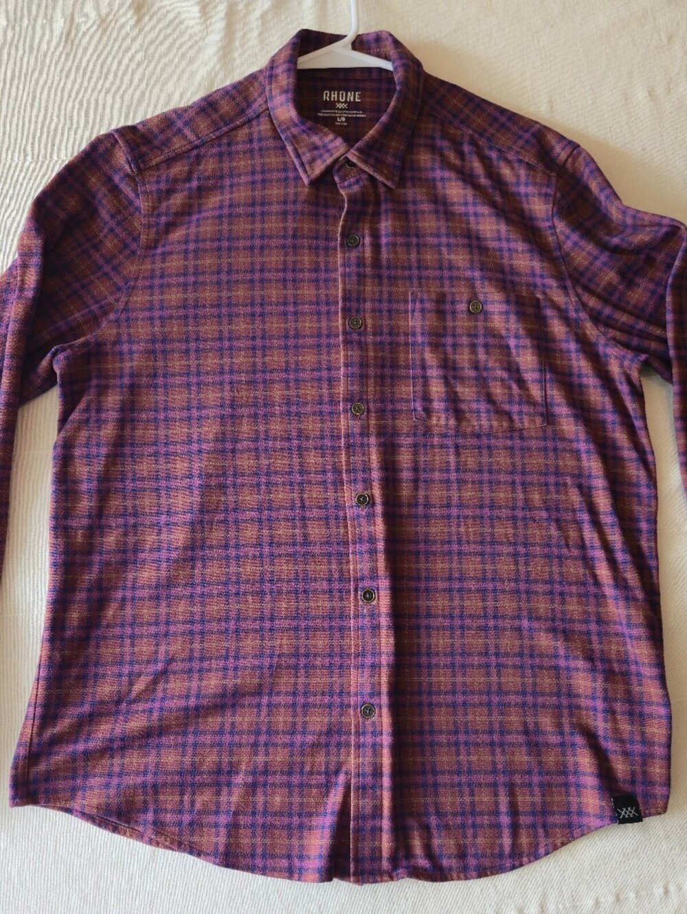 Rhone Men's Long Sleeve Plaid Button-Up Shirt Large
